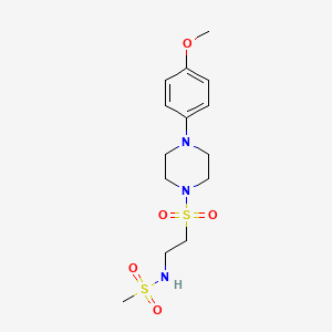 molecular formula C14H23N3O5S2 B2927519 N-(2-((4-(4-甲氧基苯基)哌嗪-1-基)磺酰基)乙基)甲磺酰胺 CAS No. 897622-19-4