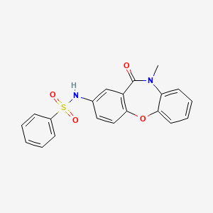 molecular formula C20H16N2O4S B2927520 N-(10-methyl-11-oxo-10,11-dihydrodibenzo[b,f][1,4]oxazepin-2-yl)benzenesulfonamide CAS No. 921919-34-8