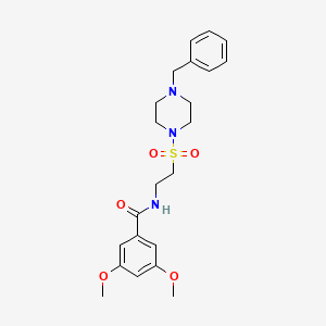 molecular formula C22H29N3O5S B2927522 N-(2-((4-benzylpiperazin-1-yl)sulfonyl)ethyl)-3,5-dimethoxybenzamide CAS No. 899967-94-3