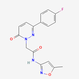 molecular formula C16H13FN4O3 B2927532 2-(3-(4-氟苯基)-6-氧代哒嗪-1(6H)-基)-N-(5-甲基异恶唑-3-基)乙酰胺 CAS No. 922860-81-9