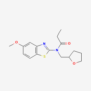 molecular formula C16H20N2O3S B2927537 N-(5-methoxybenzo[d]thiazol-2-yl)-N-((tetrahydrofuran-2-yl)methyl)propionamide CAS No. 920366-28-5