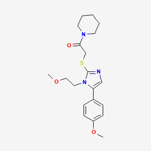 molecular formula C20H27N3O3S B2927541 2-((1-(2-methoxyethyl)-5-(4-methoxyphenyl)-1H-imidazol-2-yl)thio)-1-(piperidin-1-yl)ethanone CAS No. 1207021-36-0