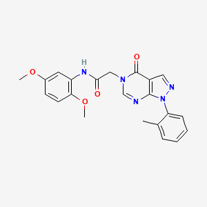 molecular formula C22H21N5O4 B2927543 N-(2,5-二甲氧基苯基)-2-[1-(2-甲基苯基)-4-氧代吡唑并[3,4-d]嘧啶-5-基]乙酰胺 CAS No. 895010-26-1