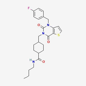 molecular formula C25H30FN3O3S B2927551 N-丁基-4-((1-(4-氟苄基)-2,4-二氧代-1,2-二氢噻吩并[3,2-d]嘧啶-3(4H)-基)甲基)环己烷甲酰胺 CAS No. 932291-24-2