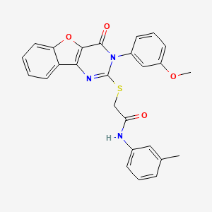 molecular formula C26H21N3O4S B2927552 2-[[3-(3-甲氧基苯基)-4-氧代-[1]苯并呋喃[3,2-d]嘧啶-2-基]硫代基]-N-(3-甲基苯基)乙酰胺 CAS No. 872208-18-9