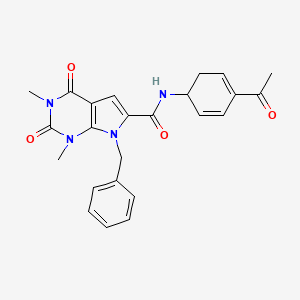 molecular formula C24H24N4O4 B2927555 N-(4-acetylcyclohexa-2,4-dien-1-yl)-7-benzyl-1,3-dimethyl-2,4-dioxo-2,3,4,7-tetrahydro-1H-pyrrolo[2,3-d]pyrimidine-6-carboxamide CAS No. 1021258-64-9