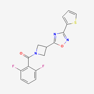 molecular formula C16H11F2N3O2S B2927557 (2,6-二氟苯基)(3-(3-(噻吩-2-基)-1,2,4-恶二唑-5-基)氮杂环丁-1-基)甲苯酮 CAS No. 1325687-18-0