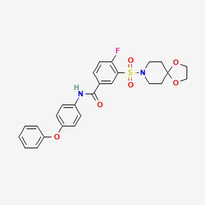 3-(1,4-dioxa-8-azaspiro[4.5]decan-8-ylsulfonyl)-4-fluoro-N-(4-phenoxyphenyl)benzamide