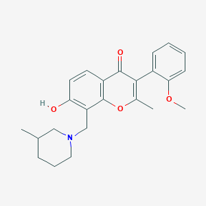 molecular formula C24H27NO4 B2927567 7-hydroxy-3-(2-methoxyphenyl)-2-methyl-8-((3-methylpiperidin-1-yl)methyl)-4H-chromen-4-one CAS No. 610759-74-5