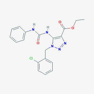 molecular formula C19H18ClN5O3 B292757 ethyl 5-[(anilinocarbonyl)amino]-1-(2-chlorobenzyl)-1H-1,2,3-triazole-4-carboxylate 