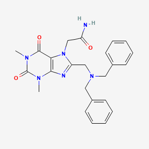 molecular formula C24H26N6O3 B2927581 2-{8-[(dibenzylamino)methyl]-1,3-dimethyl-2,6-dioxo-1,2,3,6-tetrahydro-7H-purin-7-yl}acetamide CAS No. 578718-74-8