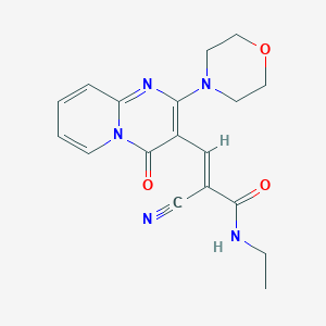 molecular formula C18H19N5O3 B2927583 (2E)-2-cyano-N-ethyl-3-[2-(morpholin-4-yl)-4-oxo-4H-pyrido[1,2-a]pyrimidin-3-yl]prop-2-enamide CAS No. 1164527-02-9
