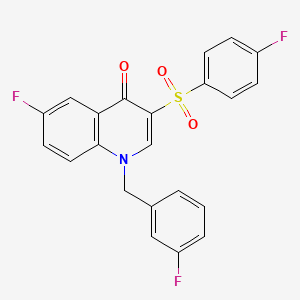 molecular formula C22H14F3NO3S B2927601 6-Fluoro-3-(4-fluorobenzenesulfonyl)-1-[(3-fluorophenyl)methyl]-1,4-dihydroquinolin-4-one CAS No. 866811-15-6