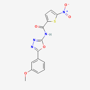 molecular formula C14H10N4O5S B2927607 N-[5-(3-甲氧基苯基)-1,3,4-恶二唑-2-基]-5-硝基噻吩-2-甲酰胺 CAS No. 865286-30-2
