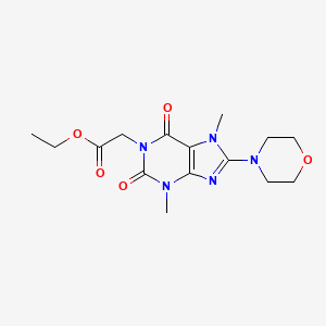 molecular formula C15H21N5O5 B2927616 ethyl 2-(3,7-dimethyl-8-morpholino-2,6-dioxo-2,3,6,7-tetrahydro-1H-purin-1-yl)acetate CAS No. 329700-38-1