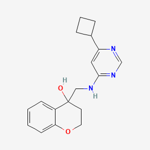 molecular formula C18H21N3O2 B2927623 4-[[(6-Cyclobutylpyrimidin-4-yl)amino]methyl]-2,3-dihydrochromen-4-ol CAS No. 2380175-64-2