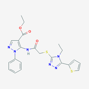 ethyl 5-[({[4-ethyl-5-(2-thienyl)-4H-1,2,4-triazol-3-yl]sulfanyl}acetyl)amino]-1-phenyl-1H-pyrazole-4-carboxylate