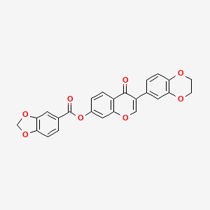 3-(2,3-dihydrobenzo[b][1,4]dioxin-6-yl)-4-oxo-4H-chromen-7-yl benzo[d][1,3]dioxole-5-carboxylate
