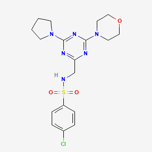 4-chloro-N-((4-morpholino-6-(pyrrolidin-1-yl)-1,3,5-triazin-2-yl)methyl)benzenesulfonamide