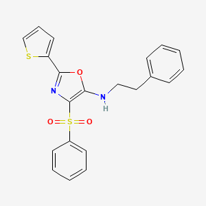 molecular formula C21H18N2O3S2 B2927646 N-(2-phenylethyl)-4-(phenylsulfonyl)-2-(thiophen-2-yl)-1,3-oxazol-5-amine CAS No. 627833-06-1