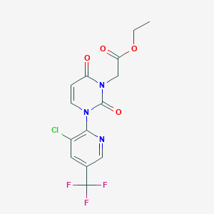 molecular formula C14H11ClF3N3O4 B2927656 ethyl 2-[3-[3-chloro-5-(trifluoromethyl)-2-pyridinyl]-2,6-dioxo-3,6-dihydro-1(2H)-pyrimidinyl]acetate CAS No. 477864-62-3