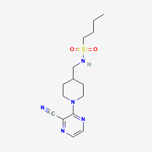 molecular formula C15H23N5O2S B2927658 N-((1-(3-cyanopyrazin-2-yl)piperidin-4-yl)methyl)butane-1-sulfonamide CAS No. 1797535-25-1
