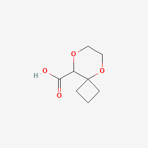 molecular formula C8H12O4 B2927664 5,8-二氧杂螺[3.5]壬烷-9-羧酸 CAS No. 2383600-74-4