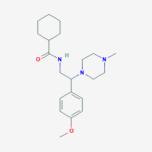 molecular formula C21H33N3O2 B2927670 N-(2-(4-甲氧基苯基)-2-(4-甲基哌嗪-1-基)乙基)环己烷甲酰胺 CAS No. 903301-61-1