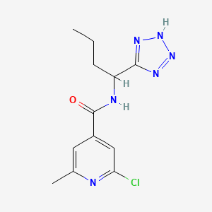 molecular formula C12H15ClN6O B2927681 2-chloro-6-methyl-N-[1-(1H-1,2,3,4-tetrazol-5-yl)butyl]pyridine-4-carboxamide CAS No. 1808858-15-2
