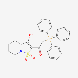molecular formula C28H28NO4PS B2927683 3a-Methyl-1,1-dioxo-2-(2-triphenylphosphaniumylacetyl)-4,5,6,7-tetrahydro-[1,2]thiazolo[2,3-a]pyridin-3-olate CAS No. 2623990-83-8