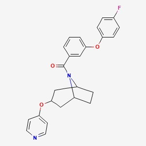 molecular formula C25H23FN2O3 B2927684 (3-(4-fluorophenoxy)phenyl)((1R,5S)-3-(pyridin-4-yloxy)-8-azabicyclo[3.2.1]octan-8-yl)methanone CAS No. 2109232-44-0