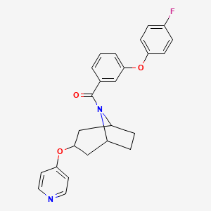 molecular formula C25H23FN2O3 B2927684 8-[3-(4-fluorophenoxy)benzoyl]-3-(pyridin-4-yloxy)-8-azabicyclo[3.2.1]octane CAS No. 2109232-44-0