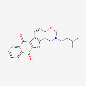molecular formula C23H21NO4 B2927689 16-(3-Methylbutyl)-12,18-dioxa-16-azapentacyclo[11.8.0.0^{2,11}.0^{4,9}.0^{14,19}]henicosa-1(13),2(11),4(9),5,7,14(19),20-heptaene-3,10-dione CAS No. 438487-12-8
