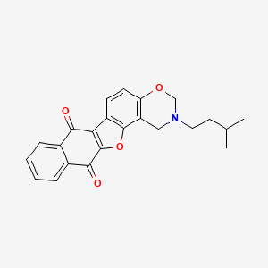 molecular formula C23H21NO4 B2927689 16-(3-甲基丁基)-12,18-二氧杂-16-氮杂五环[11.8.0.0^{2,11}.0^{4,9}.0^{14,19}]二十一烷-1(13),2(11),4(9),5,7,14(19),20-庚烯-3,10-二酮 CAS No. 438487-12-8