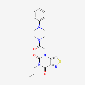 molecular formula C20H23N5O3S B2927699 4-(2-oxo-2-(4-phenylpiperazin-1-yl)ethyl)-6-propylisothiazolo[4,3-d]pyrimidine-5,7(4H,6H)-dione CAS No. 1251604-07-5