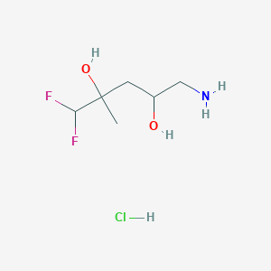 molecular formula C6H14ClF2NO2 B2927703 5-Amino-1,1-difluoro-2-methylpentane-2,4-diol;hydrochloride CAS No. 2551114-93-1