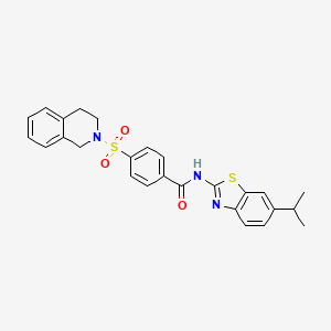 molecular formula C26H25N3O3S2 B2927710 4-((3,4-dihydroisoquinolin-2(1H)-yl)sulfonyl)-N-(6-isopropylbenzo[d]thiazol-2-yl)benzamide CAS No. 892843-77-5