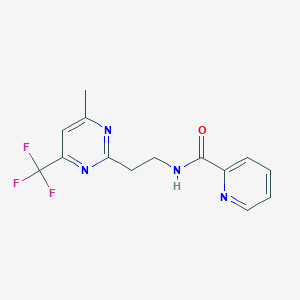 molecular formula C14H13F3N4O B2927715 N-(2-(4-methyl-6-(trifluoromethyl)pyrimidin-2-yl)ethyl)picolinamide CAS No. 1421585-77-4