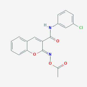 molecular formula C18H13ClN2O4 B2927717 (2Z)-2-[(acetyloxy)imino]-N-(3-chlorophenyl)-2H-chromene-3-carboxamide CAS No. 1327179-10-1