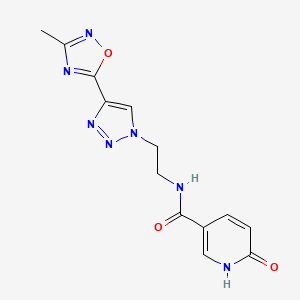molecular formula C13H13N7O3 B2927722 N-(2-(4-(3-甲基-1,2,4-恶二唑-5-基)-1H-1,2,3-三唑-1-基)乙基)-6-氧代-1,6-二氢吡啶-3-甲酰胺 CAS No. 2034599-48-7
