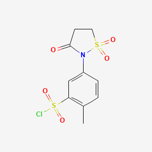 molecular formula C10H10ClNO5S2 B2927730 2-Methyl-5-(1,1,3-trioxo-1$l^{6},2-thiazolidin-2-yl)benzene-1-sulfonyl chloride CAS No. 927966-15-2