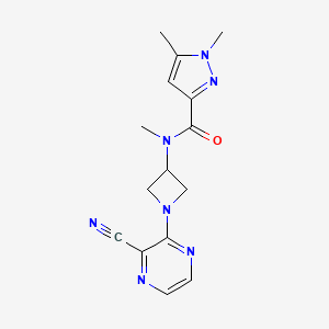 molecular formula C15H17N7O B2927734 N-[1-(3-Cyanopyrazin-2-yl)azetidin-3-yl]-N,1,5-trimethylpyrazole-3-carboxamide CAS No. 2380143-03-1