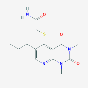 molecular formula C14H18N4O3S B2927737 2-((1,3-Dimethyl-2,4-dioxo-6-propyl-1,2,3,4-tetrahydropyrido[2,3-d]pyrimidin-5-yl)thio)acetamide CAS No. 899940-71-7