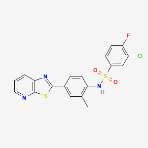 molecular formula C19H13ClFN3O2S2 B2927744 3-氯-4-氟-N-(2-甲基-4-(噻唑并[5,4-b]吡啶-2-基)苯基)苯磺酰胺 CAS No. 2319923-47-0