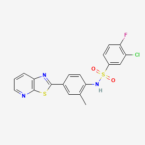 molecular formula C19H13ClFN3O2S2 B2927744 3-chloro-4-fluoro-N-(2-methyl-4-{[1,3]thiazolo[5,4-b]pyridin-2-yl}phenyl)benzene-1-sulfonamide CAS No. 2319923-47-0