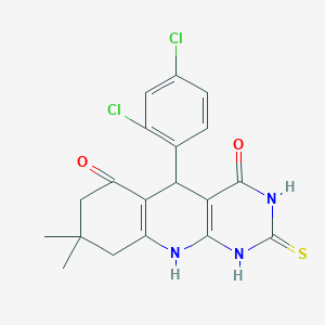 molecular formula C19H17Cl2N3O2S B292775 5-(2,4-dichlorophenyl)-8,8-dimethyl-2-thioxo-2,3,5,8,9,10-hexahydropyrimido[4,5-b]quinoline-4,6(1H,7H)-dione 