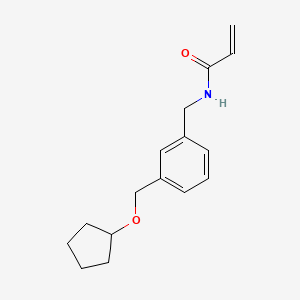 molecular formula C16H21NO2 B2927750 N-[[3-(Cyclopentyloxymethyl)phenyl]methyl]prop-2-enamide CAS No. 2305468-72-6