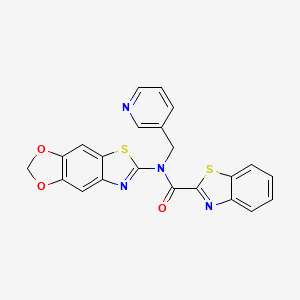 molecular formula C22H14N4O3S2 B2927751 N-([1,3]二氧杂[4',5':4,5]苯并[1,2-d]噻唑-6-基)-N-(吡啶-3-基甲基)苯并[d]噻唑-2-甲酰胺 CAS No. 891114-63-9
