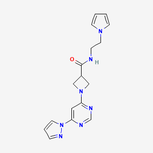 1-(6-(1H-pyrazol-1-yl)pyrimidin-4-yl)-N-(2-(1H-pyrrol-1-yl)ethyl)azetidine-3-carboxamide