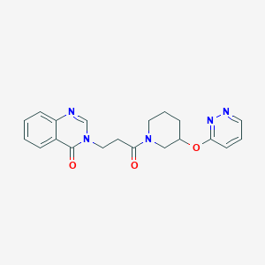 molecular formula C20H21N5O3 B2927756 3-(3-氧代-3-(3-(哒嗪-3-氧基)哌啶-1-基)丙基)喹唑啉-4(3H)-酮 CAS No. 2034583-09-8